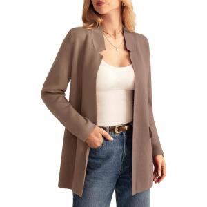 GRACE KARIN Women’s 2025 Long Sleeve Open Front Knit Cardigan Notch Collar Sweater Blazer Jacket Fall Winter Clothing(Nutmeg)