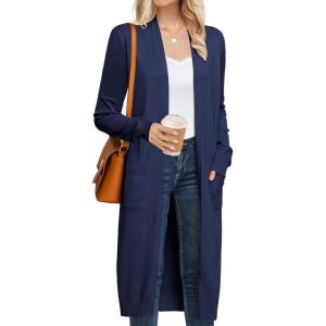 GRACE KARIN Women’s 2026 Trendy Long Cardigans Sweater Lightweight Open Front Long Sleeve Maxi Duster Coats with Pockets(Navy Blue)