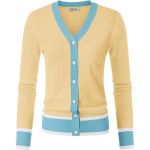 GRACE KARIN Womens Cardigan Sweaters Lightweight Long Sleeve Cropped Cardigan Spring Summer Fashion Clothing Outfits Shrug(Light Yellow)