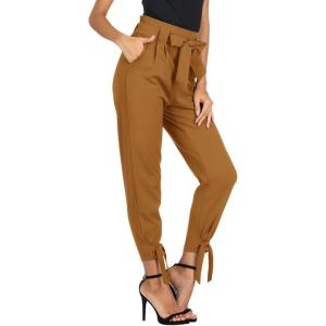 GRACE KARIN Womens Casual High Waist Pencil Pants with Pockets Bow-Knot Cropped Paper Bag Pants for Work(Copper)