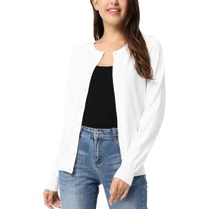 GRACE KARIN Women’s Classic Long Sleeve Knit Cardigan Sweaters Casual Open Front Button Down Cardigans S-3XL(White#22)