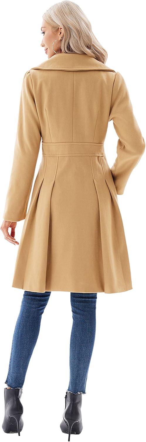 imageGRACE KARIN 2024 Womens Fashion Trench Coat Notch Lapel Double Breasted Thick A Line Pea Coats Jacket with PocketsS2XLKhaki