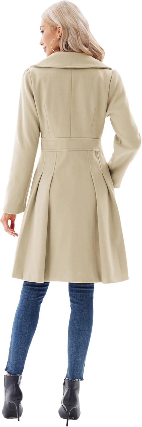 imageGRACE KARIN 2024 Womens Fashion Trench Coat Notch Lapel Double Breasted Thick A Line Pea Coats Jacket with PocketsS2XLLight Khaki