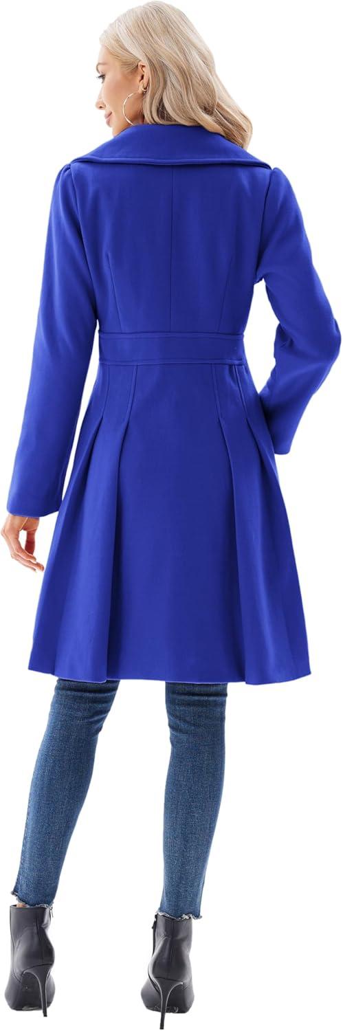 imageGRACE KARIN 2024 Womens Fashion Trench Coat Notch Lapel Double Breasted Thick A Line Pea Coats Jacket with PocketsS2XLRoyal Blue