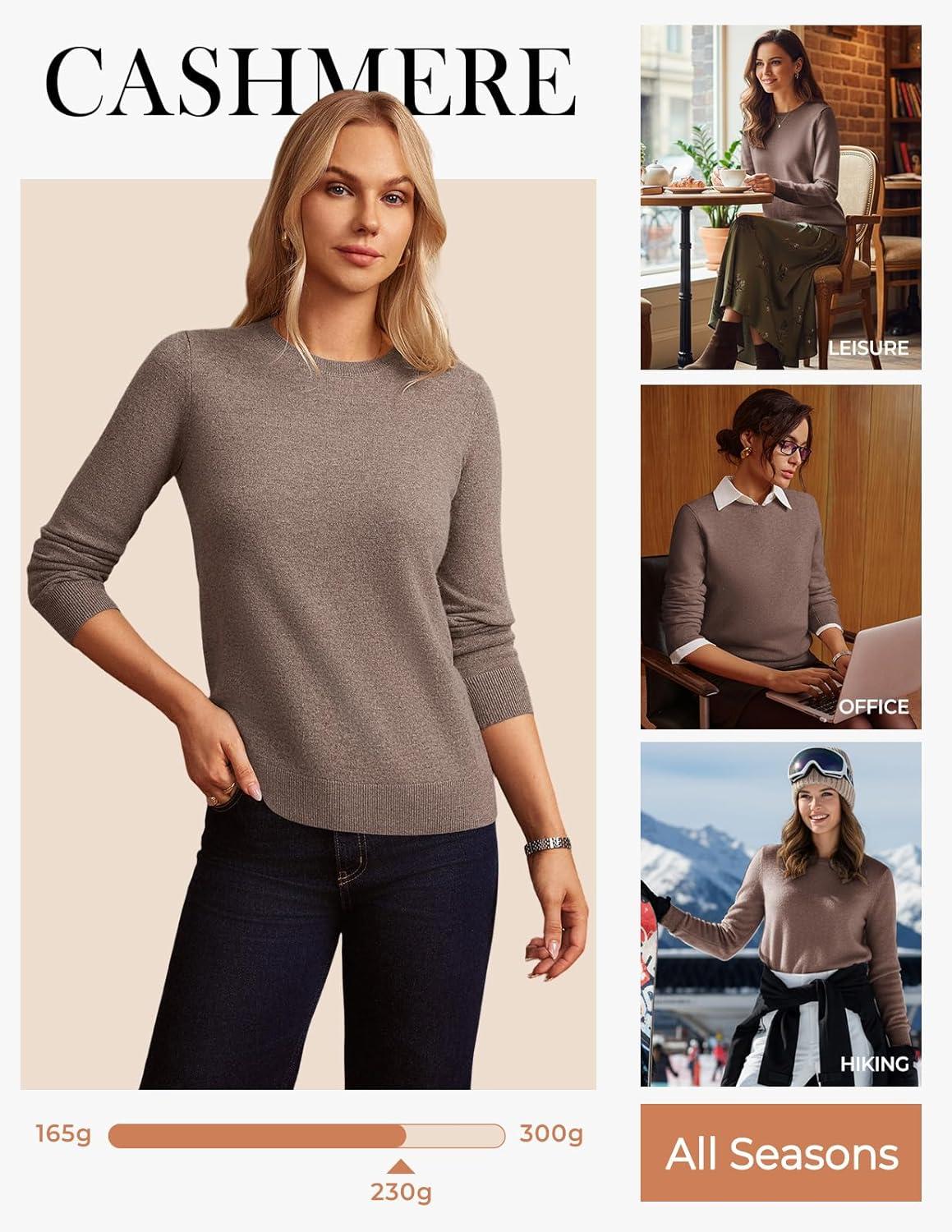 imageGRACE KARIN Cashmere Sweaters for Women Merino Wool Long Sleeve Sweater Casual Fall Crew Neck Sweater with Socks 2026Coffee