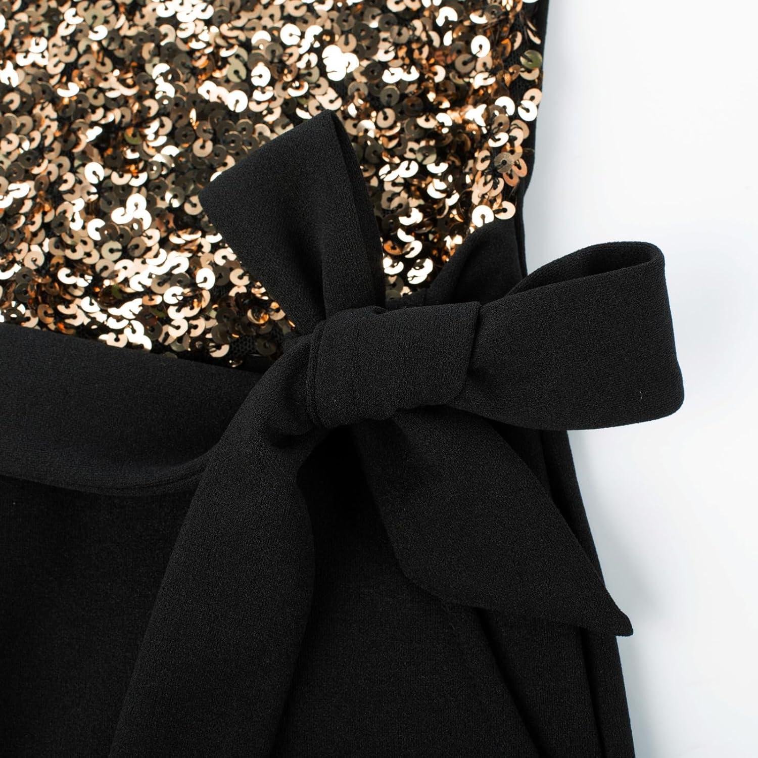 imageGRACE KARIN Girls Jumpsuit Tween Sequin Trendy Party Halter Shinny Dance Formal Romper Bodysuit 612Black