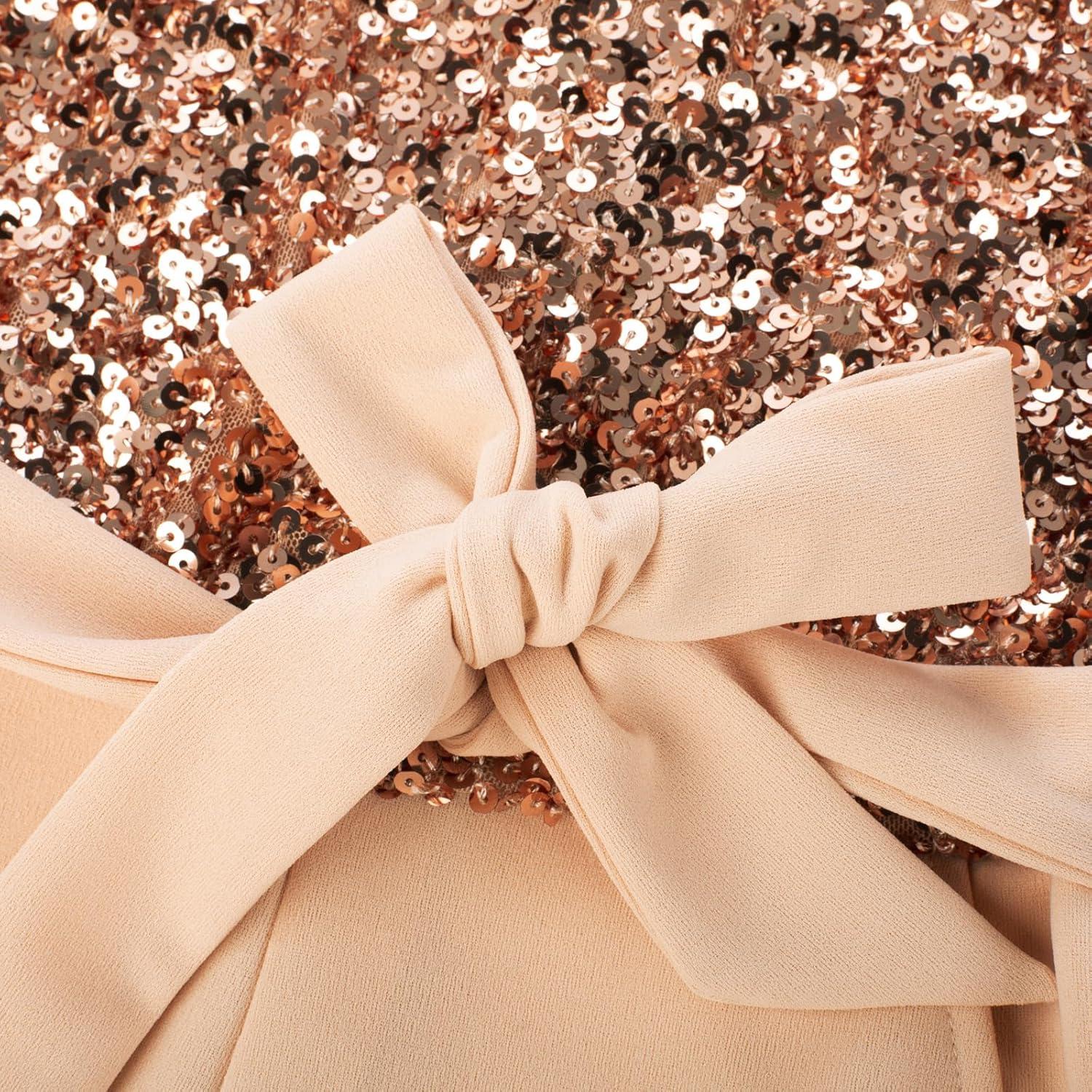 imageGRACE KARIN Girls Jumpsuit Tween Sequin Trendy Party Halter Shinny Dance Formal Romper Bodysuit 612Rose Golden