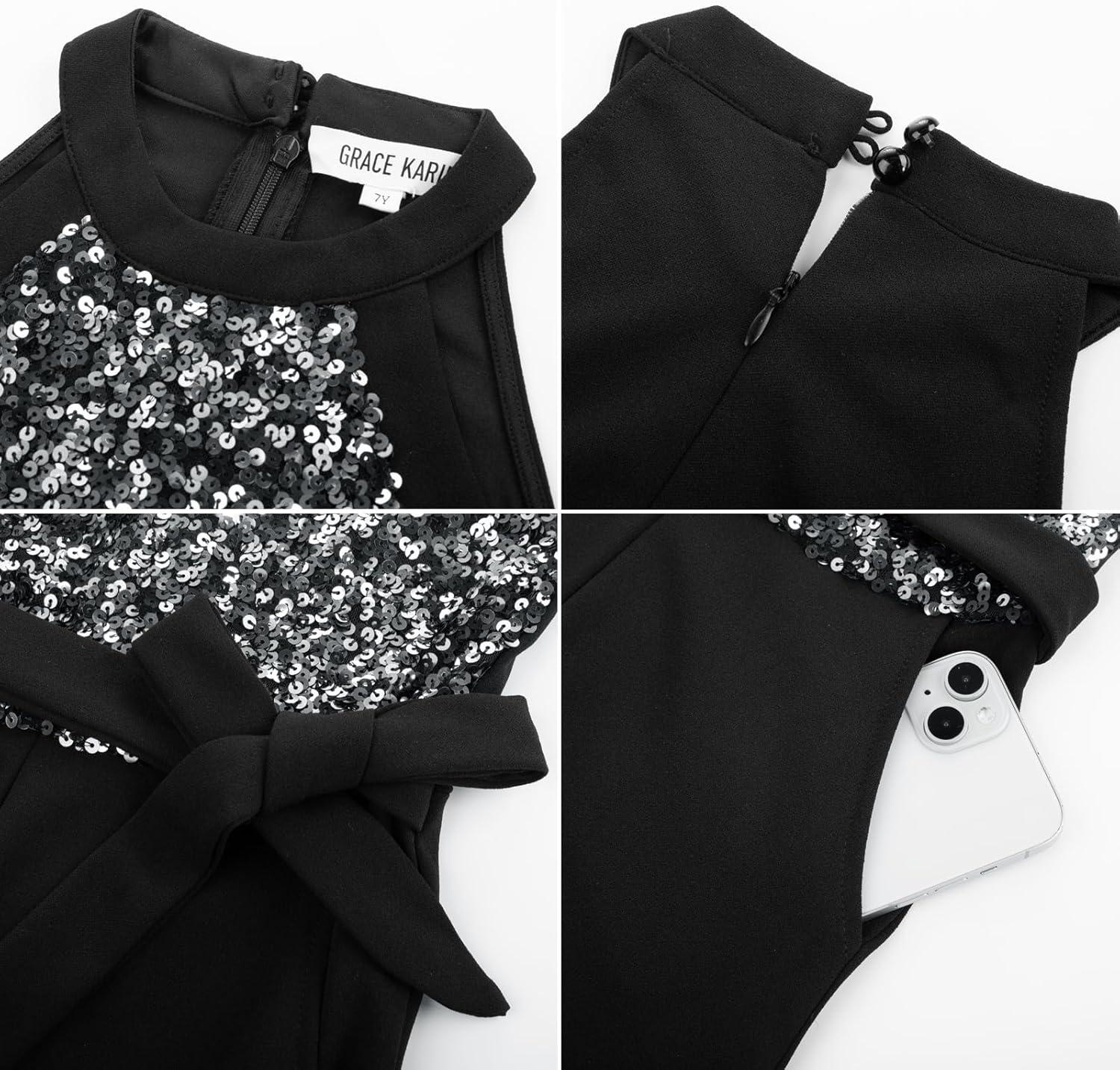 imageGRACE KARIN Girls Jumpsuit Tween Sequin Trendy Party Halter Shinny Dance Formal Romper Bodysuit 612Silver
