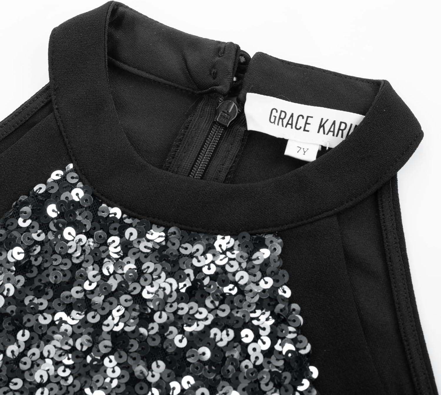 imageGRACE KARIN Girls Jumpsuit Tween Sequin Trendy Party Halter Shinny Dance Formal Romper Bodysuit 612Silver