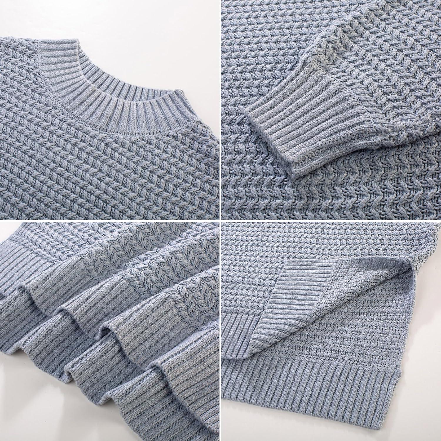 imageGRACE KARIN Women 2025 Fall Knit Sweaters Soft Long Sleeve Pullover Trendy Mock Neck Side Slit Loose Sweater TopsGrey
