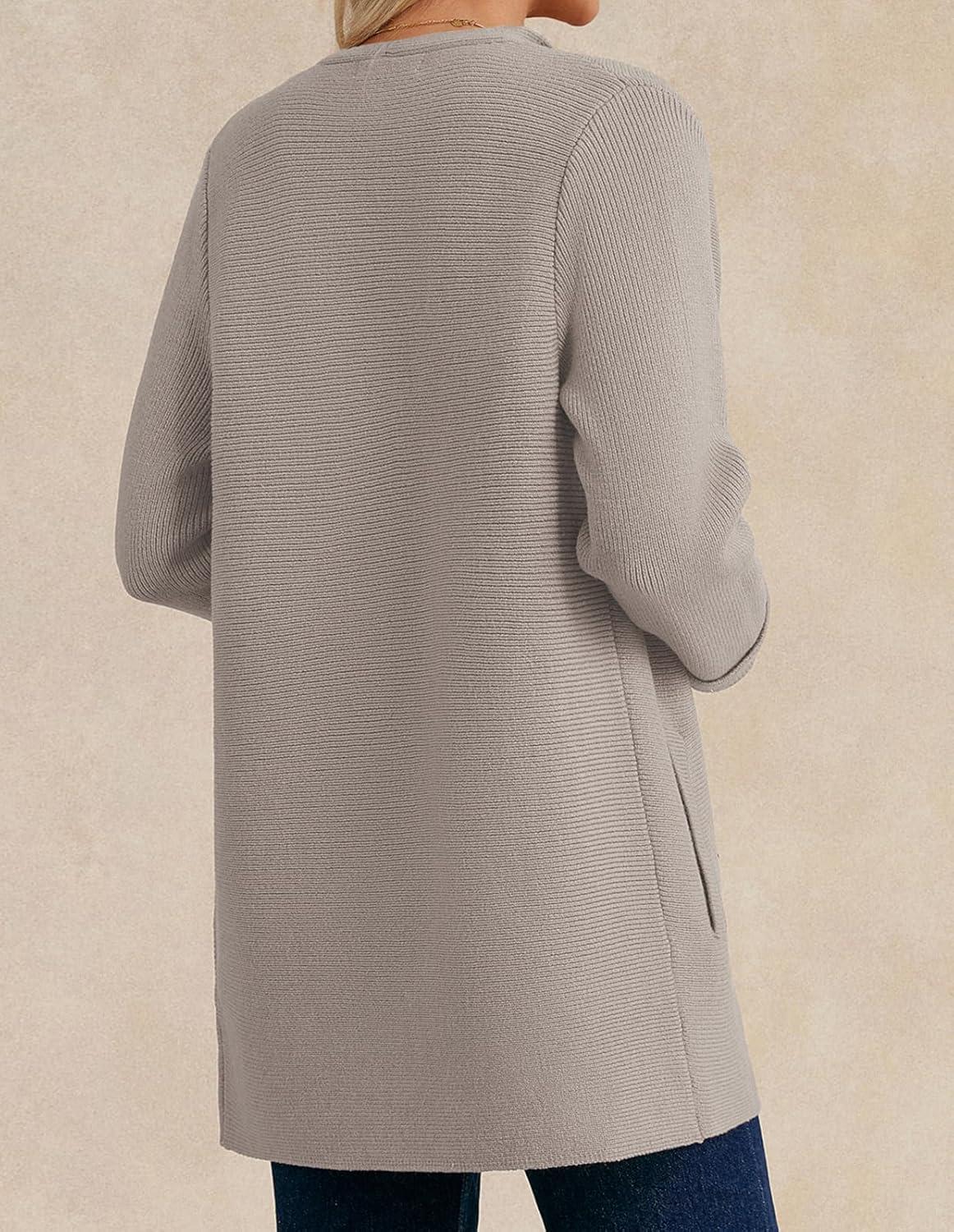 imageGRACE KARIN Women Long Cardigan Sweaters Fall Chunky Sweater Jacket Ribbed Knit Lapel Coatigan with PocketsBeige