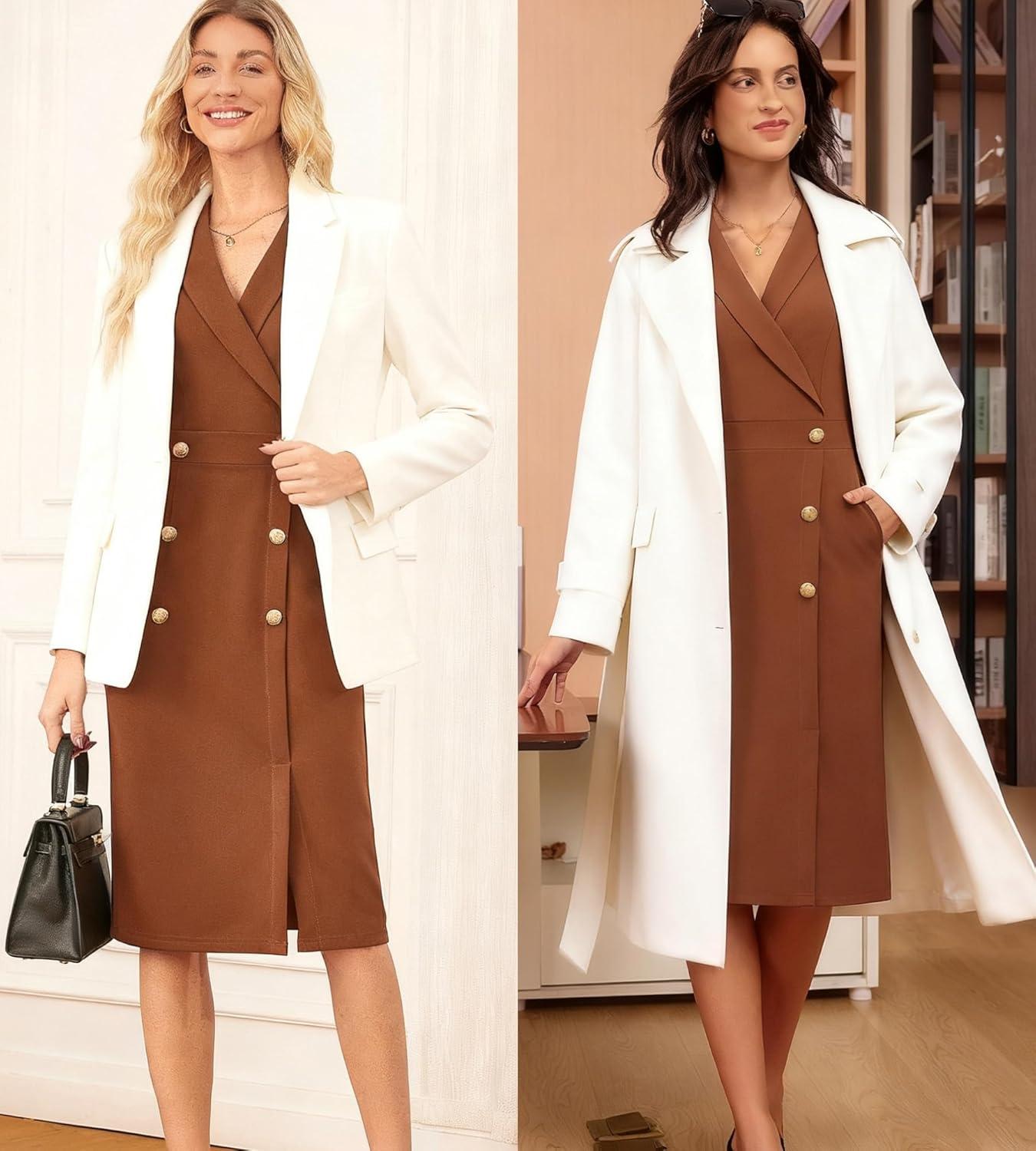 imageGRACE KARIN Women Work Bodycon Dresses 2026Business Office Midi Cap Sleeve Button Pencil Formal Outfits with PocketsBrown
