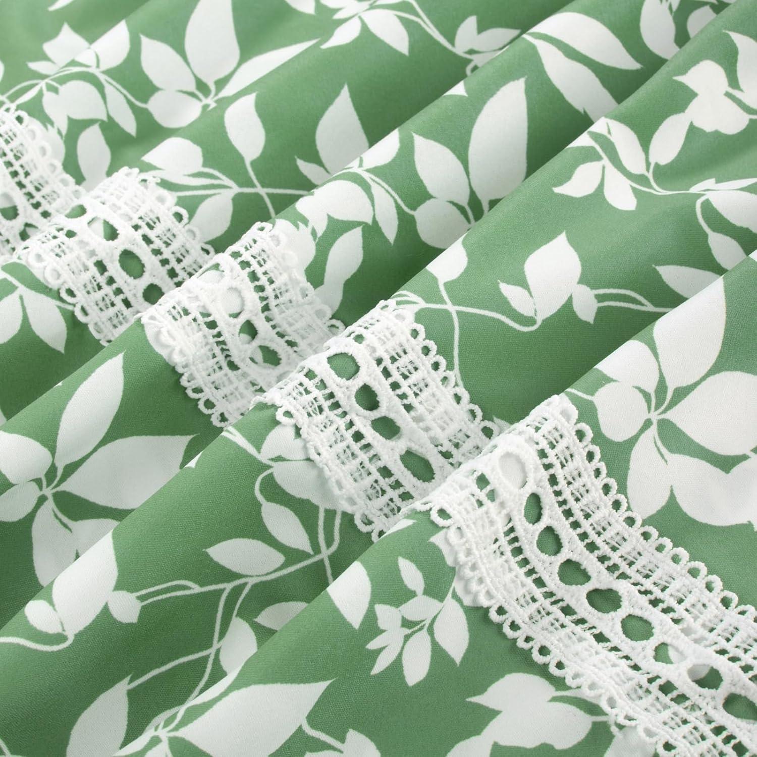 imageGRACE KARIN Womens 2026 Summer Floral Flowy Dresses Boho Tie Belt Short Puff Sleeve A Line Maxi Shirt Dress with PocketGreen White Leaf
