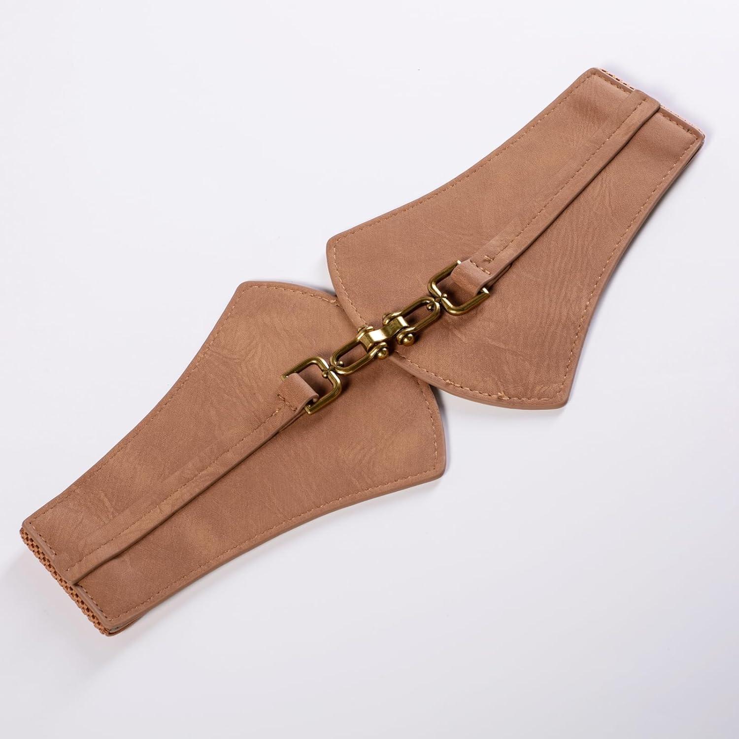 imageGRACE KARIN Womens Elastic Vintage Belt Retro Cinch Belts for Jeans Dress PantsBrown