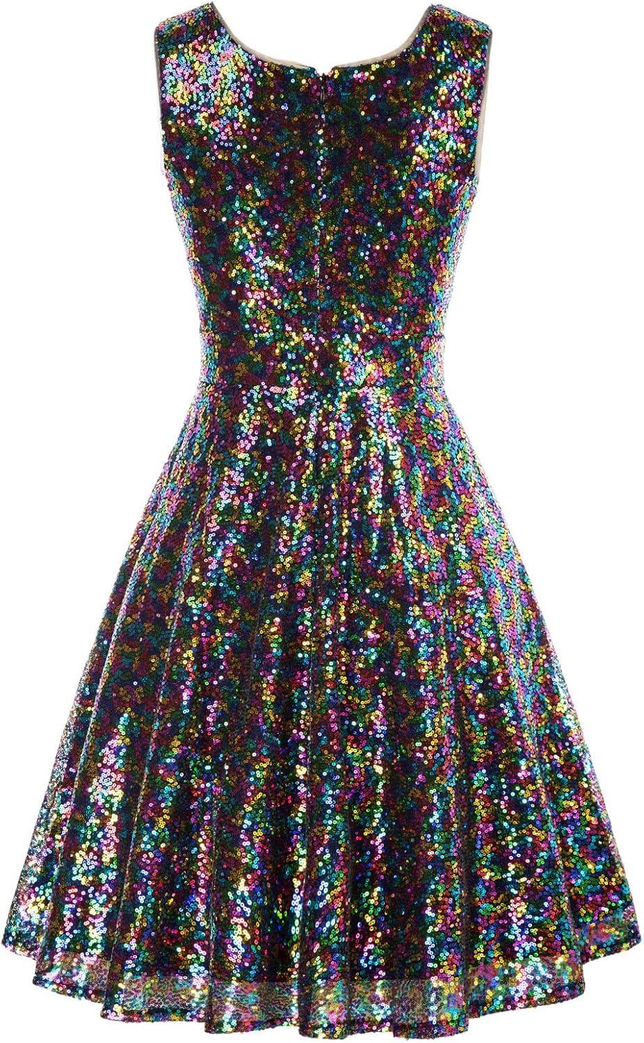 imageGRACE KARIN Womens Sleeveless Wrap VNeck Aline Bridesmaid Cocktail Party DressMulticolor2sequin
