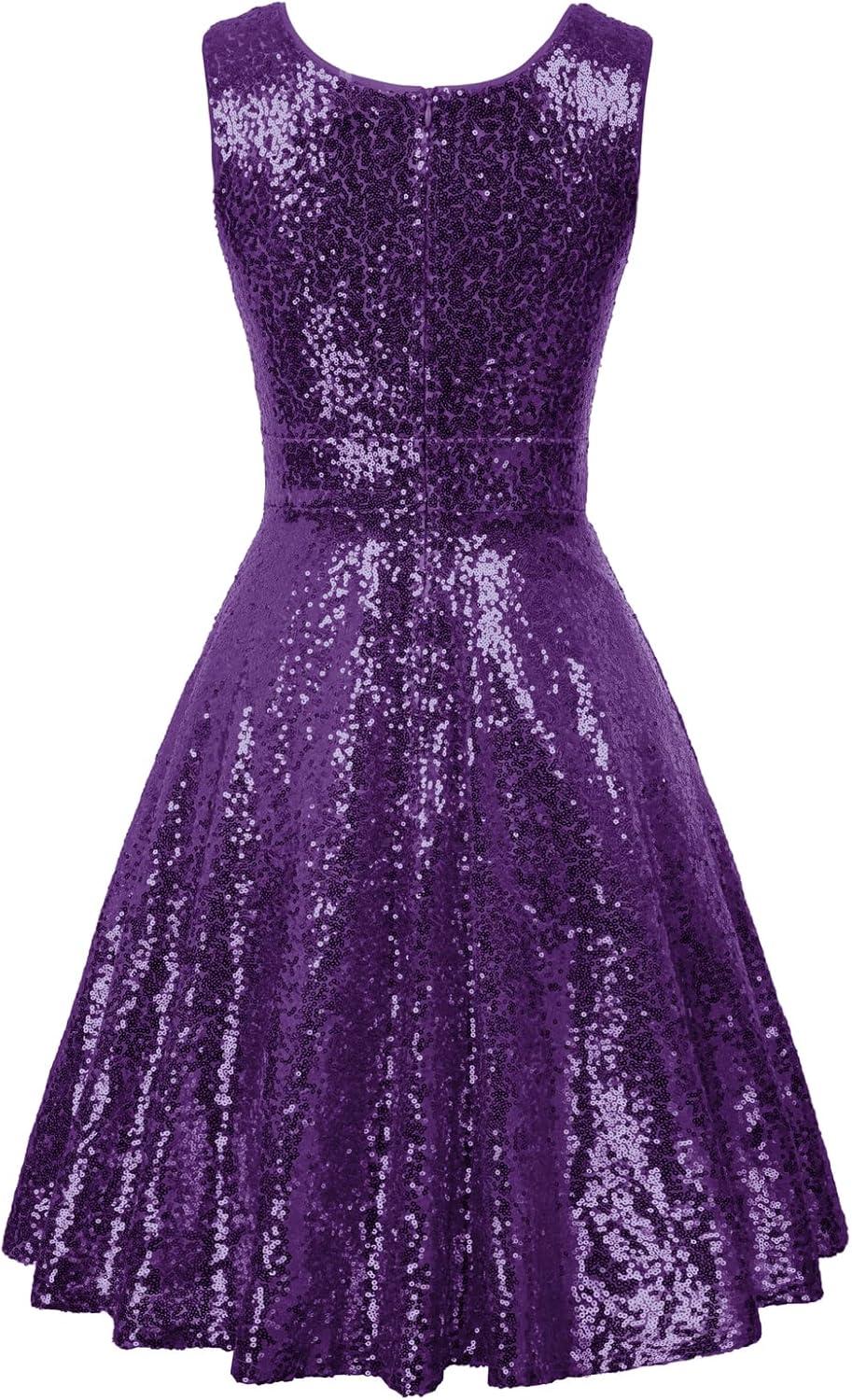 imageGRACE KARIN Womens Sleeveless Wrap VNeck Aline Bridesmaid Cocktail Party DressPurplesequin