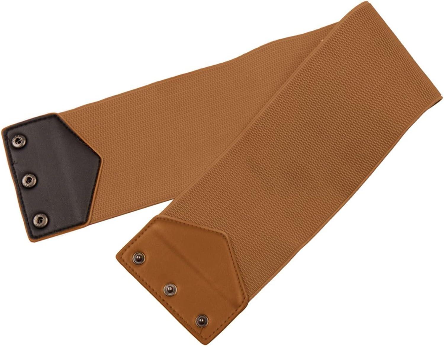 imageGRACE KARIN Womens SnapButton Corset Belt Wide Elastic Belts for Dress Stretchy WaistbandBrown
