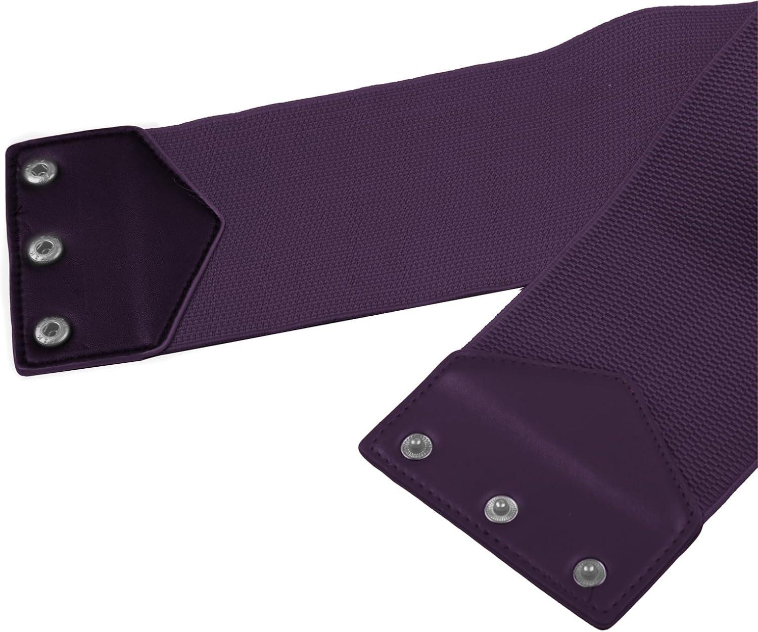 imageGRACE KARIN Womens SnapButton Corset Belt Wide Elastic Belts for Dress Stretchy WaistbandDeep Purple