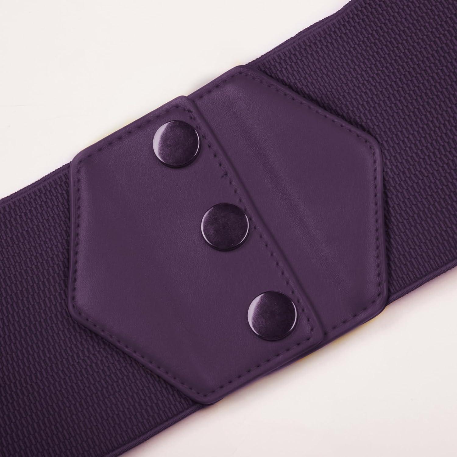 imageGRACE KARIN Womens SnapButton Corset Belt Wide Elastic Belts for Dress Stretchy WaistbandDeep Purple