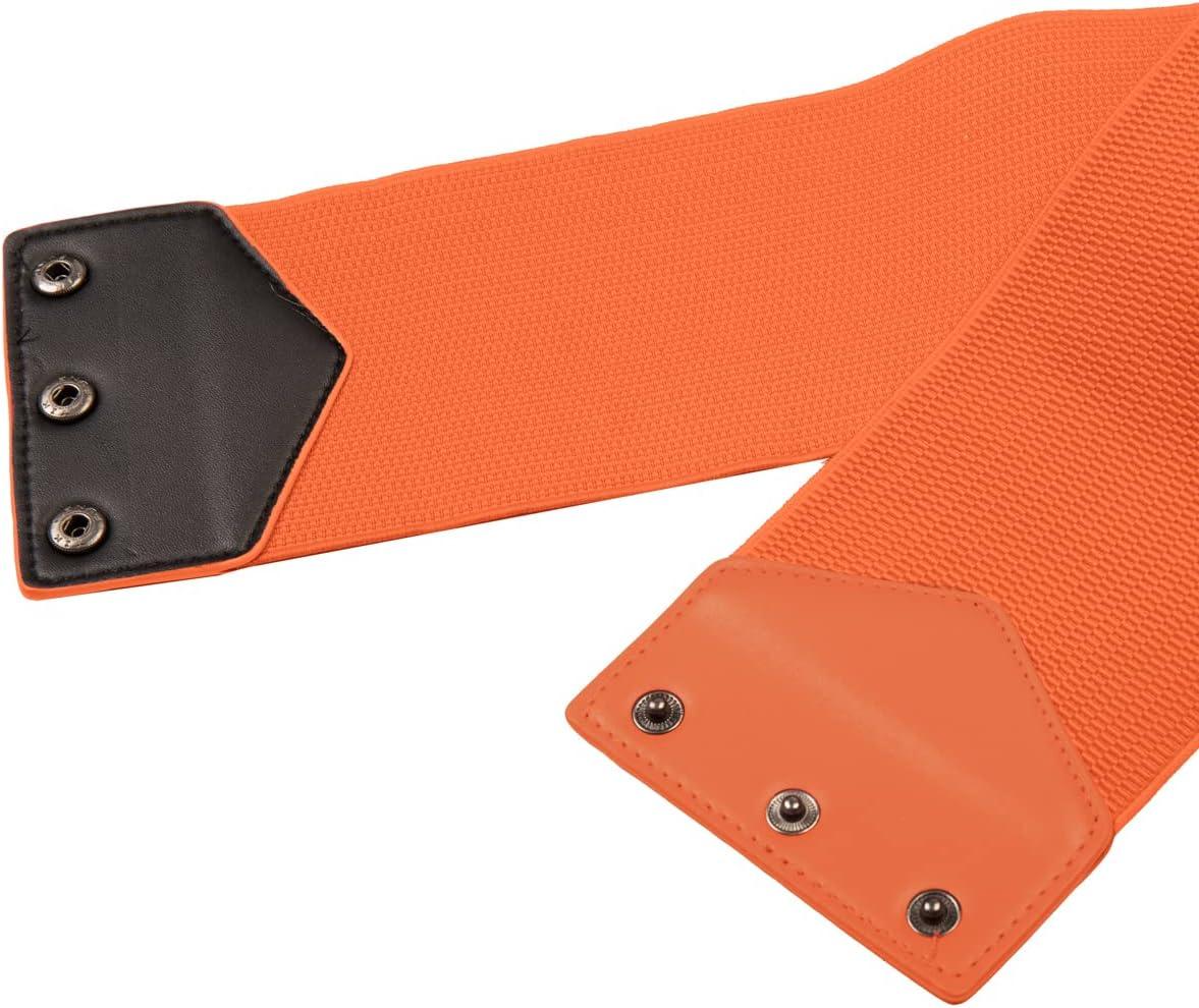 imageGRACE KARIN Womens SnapButton Corset Belt Wide Elastic Belts for Dress Stretchy WaistbandOrange