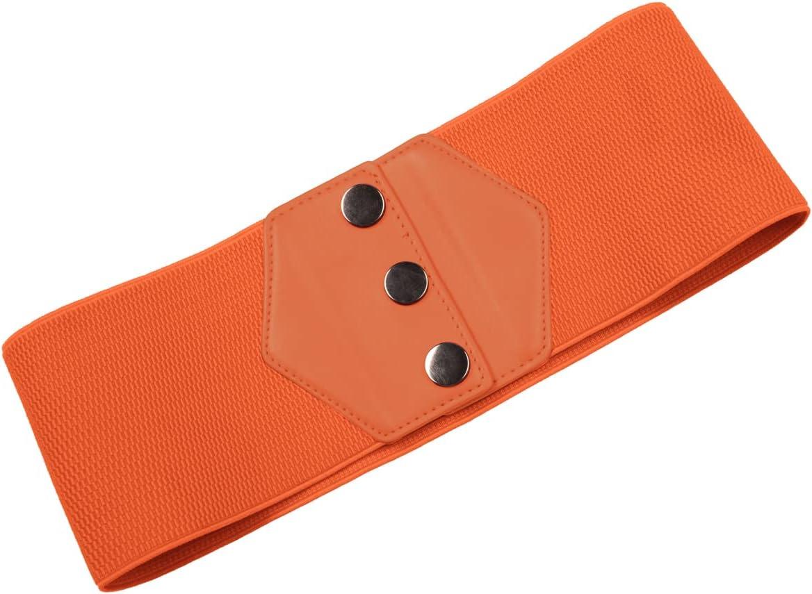 imageGRACE KARIN Womens SnapButton Corset Belt Wide Elastic Belts for Dress Stretchy WaistbandOrange