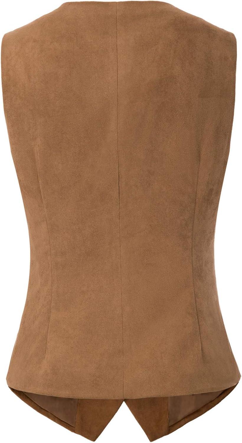 imageGRACE KARIN Womens VNeck Slim Fit Office Bottoned Dressy Suit Vest WaistcoatsBrown