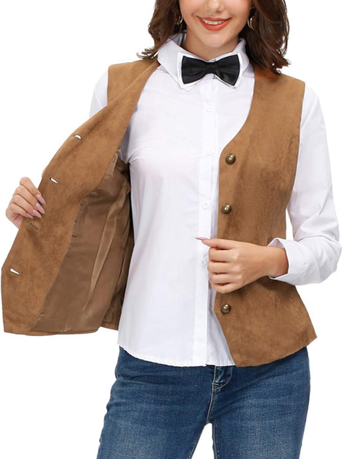 imageGRACE KARIN Womens VNeck Slim Fit Office Bottoned Dressy Suit Vest WaistcoatsBrown