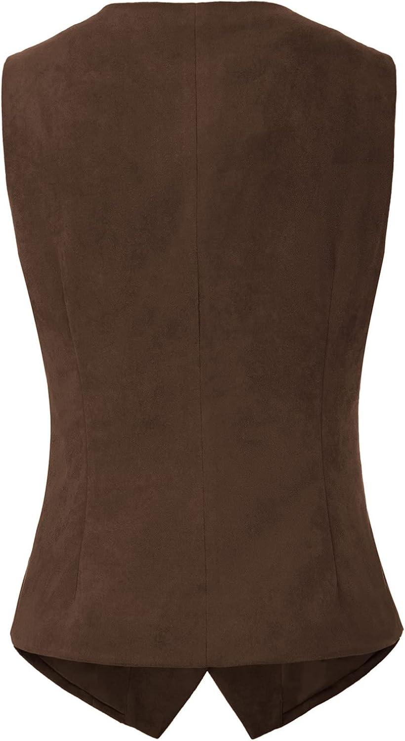 imageGRACE KARIN Womens VNeck Slim Fit Office Bottoned Dressy Suit Vest WaistcoatsCoffee