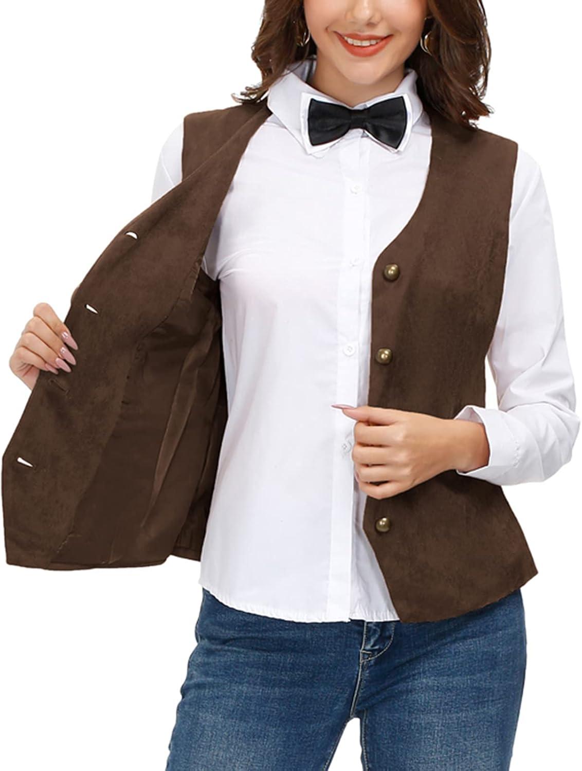 imageGRACE KARIN Womens VNeck Slim Fit Office Bottoned Dressy Suit Vest WaistcoatsCoffee