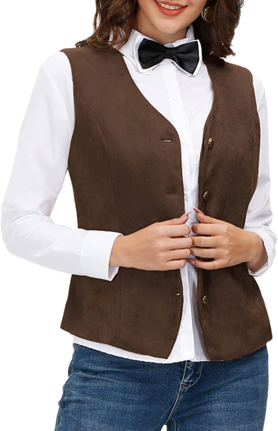 imageGRACE KARIN Womens VNeck Slim Fit Office Bottoned Dressy Suit Vest WaistcoatsCoffee