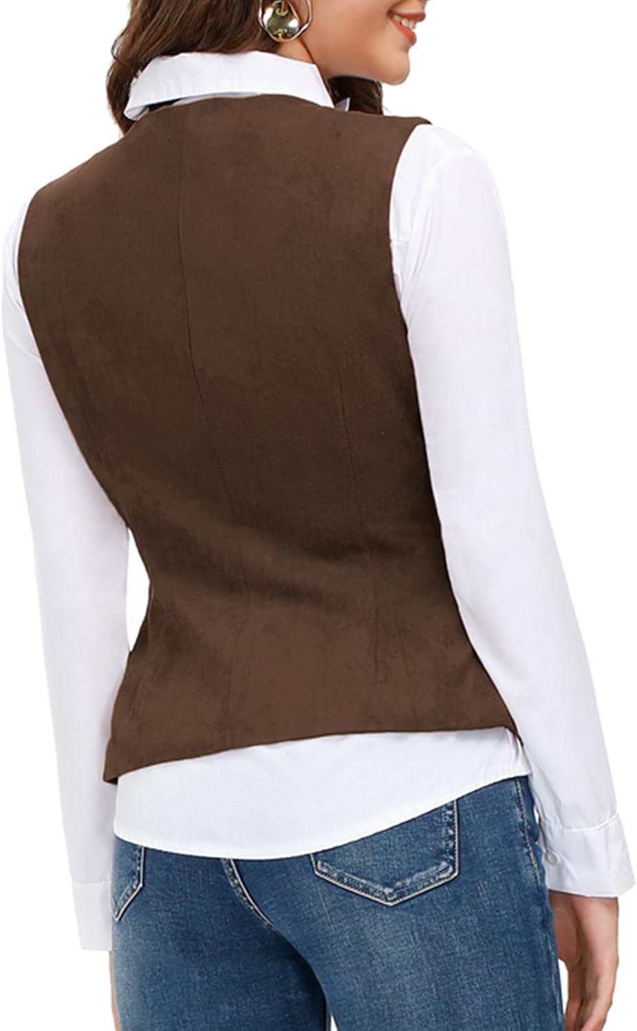 imageGRACE KARIN Womens VNeck Slim Fit Office Bottoned Dressy Suit Vest WaistcoatsCoffee