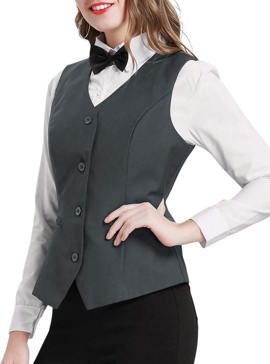 imageGRACE KARIN Womens VNeck Slim Fit Office Bottoned Dressy Suit Vest WaistcoatsDark Gray
