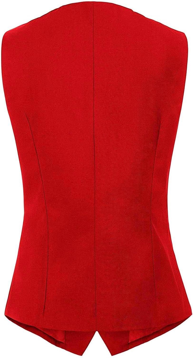 imageGRACE KARIN Womens VNeck Slim Fit Office Bottoned Dressy Suit Vest WaistcoatsRed