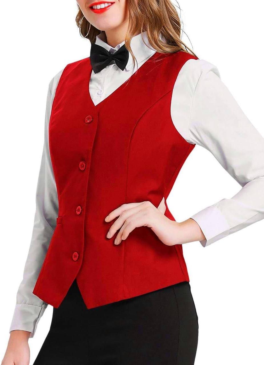 imageGRACE KARIN Womens VNeck Slim Fit Office Bottoned Dressy Suit Vest WaistcoatsRed
