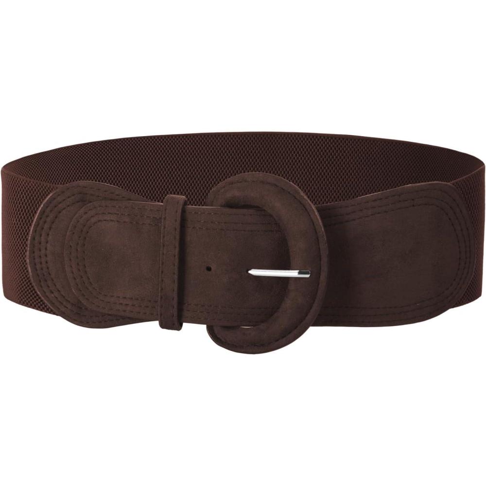 imageGRACE KARIN Womens Suede Elastic Belt Wide Stretchy Belt Vintage Chunky Buckle Belts SXXLSuedecoffee