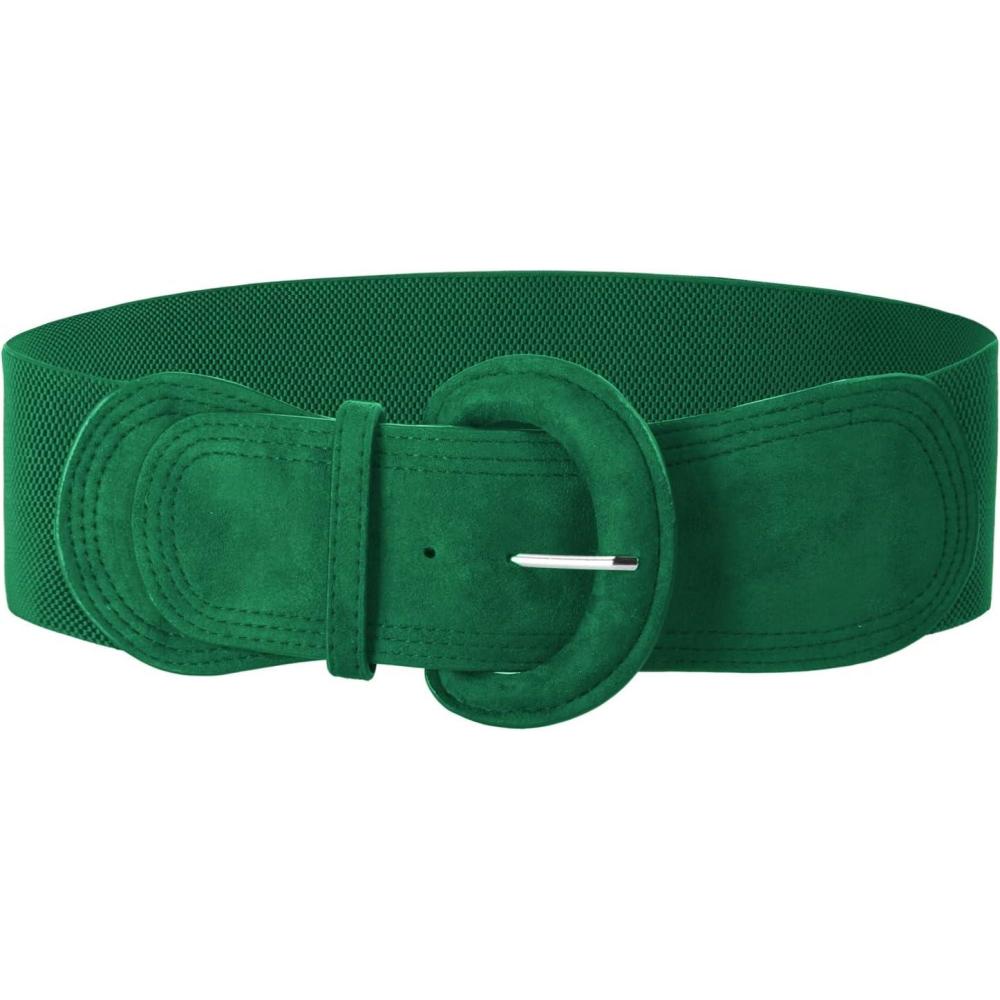 imageGRACE KARIN Womens Suede Elastic Belt Wide Stretchy Belt Vintage Chunky Buckle Belts SXXLSuedegreen