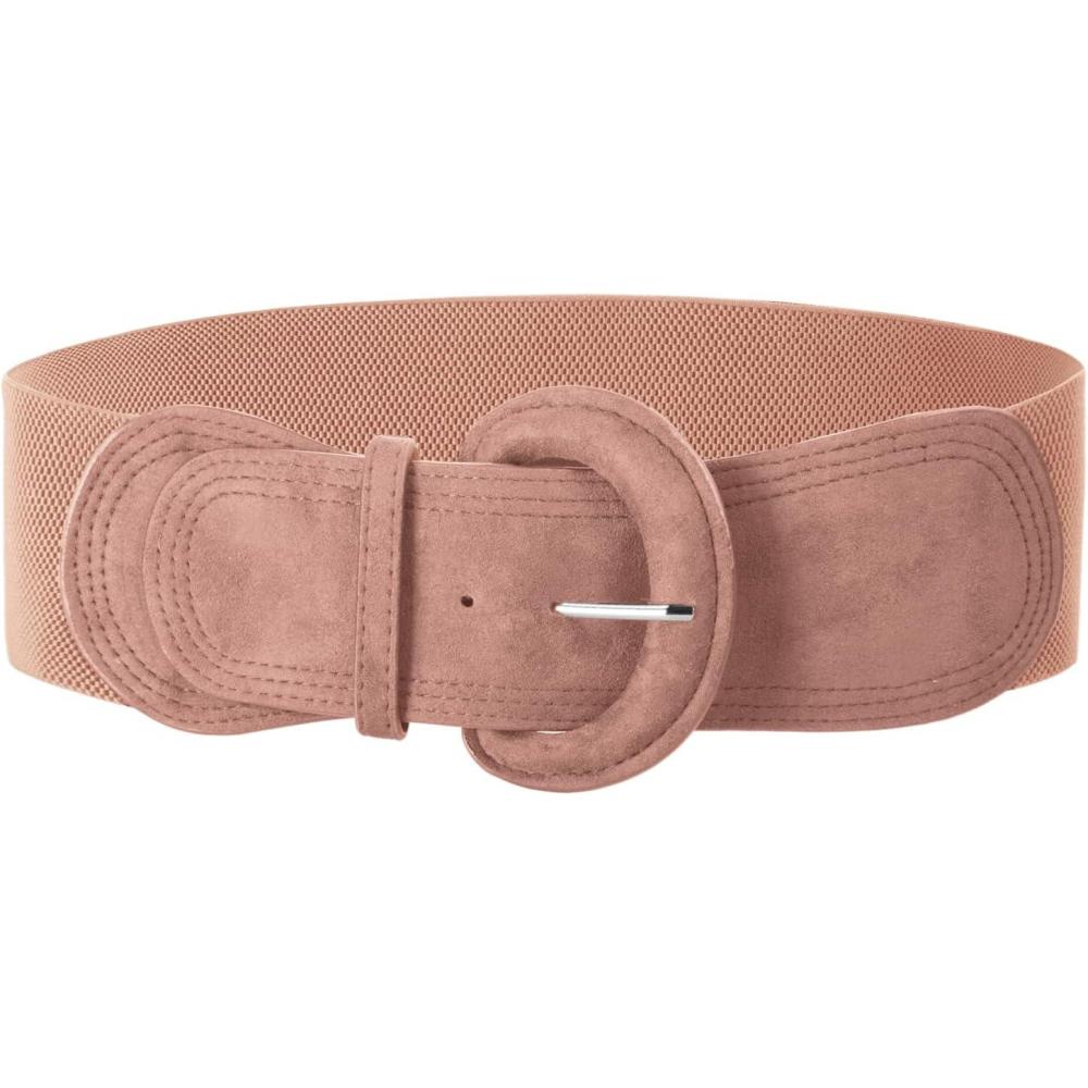 imageGRACE KARIN Womens Suede Elastic Belt Wide Stretchy Belt Vintage Chunky Buckle Belts SXXLSuedepink