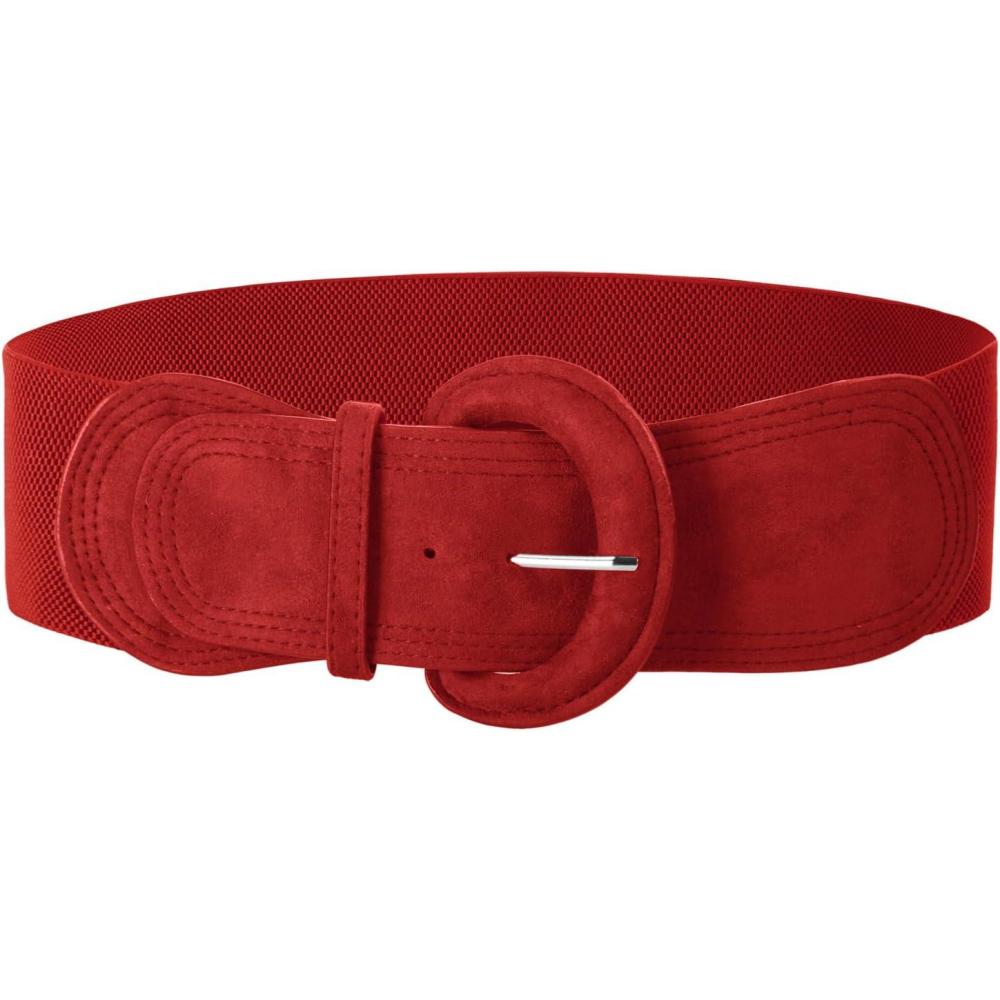 imageGRACE KARIN Womens Suede Elastic Belt Wide Stretchy Belt Vintage Chunky Buckle Belts SXXLSuedered