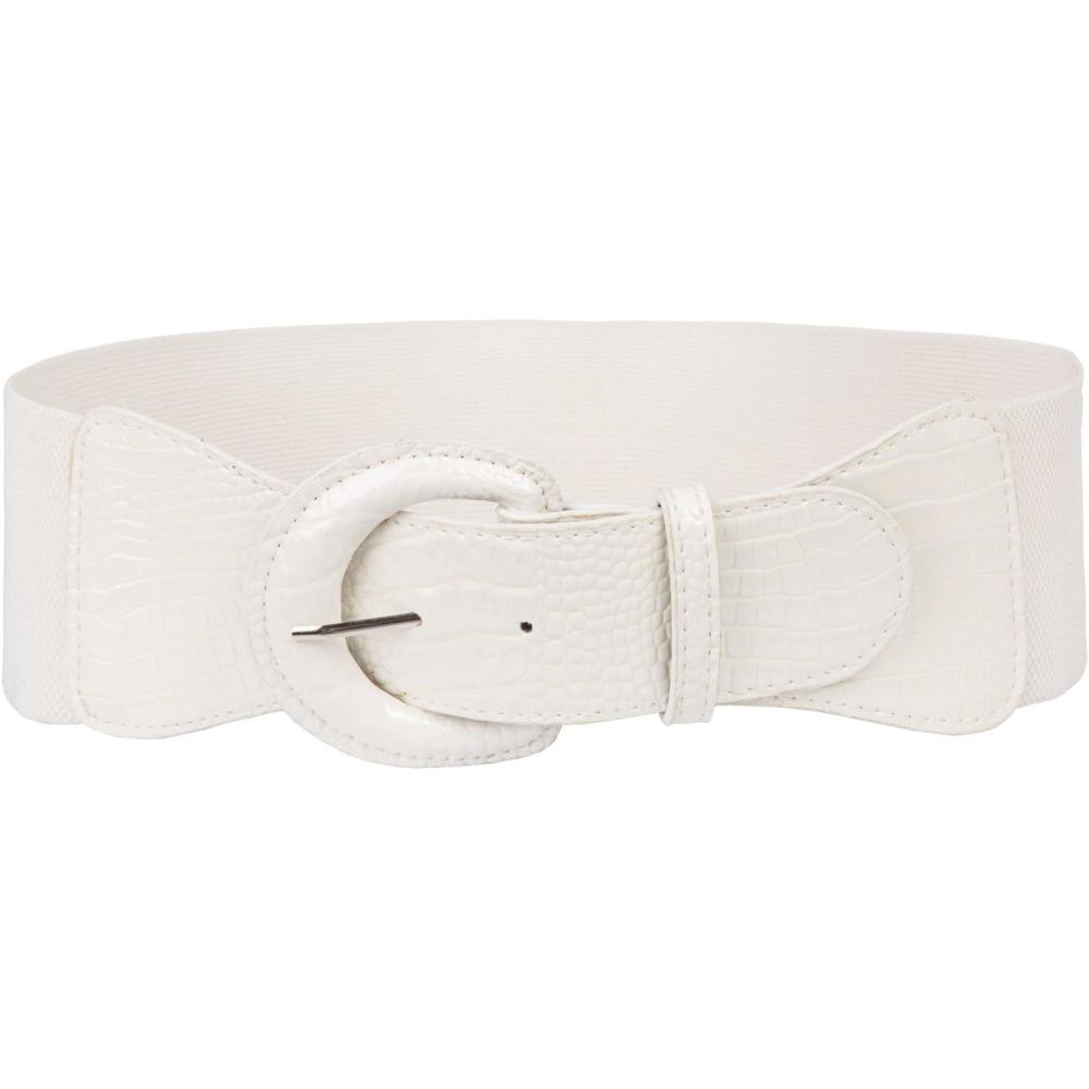 imageGRACE KARIN Womens Wide Stretchy Cinch Belt 3 Inch Vintage Chunky Buckle Belts SXXXXLWhite