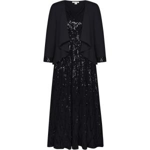 GRACE KARIN 2025 Women’s Two Piece Sequin Dress with Jacket Mother of The Bride Dresses Homecoming Wedding Guest Dresses(Black)