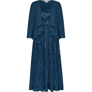 GRACE KARIN 2025 Women’s Two Piece Sequin Dress with Jacket Mother of The Bride Dresses Homecoming Wedding Guest Dresses(Blue Green)