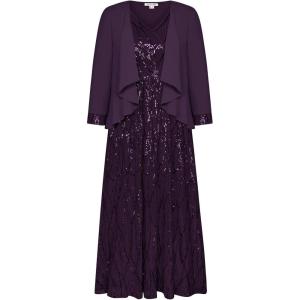 GRACE KARIN 2025 Women’s Two Piece Sequin Dress with Jacket Mother of The Bride Dresses Homecoming Wedding Guest Dresses(Purple)