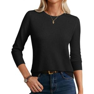 GRACE KARIN Cashmere Sweaters for Women Merino Wool Long Sleeve Sweater Casual Fall Crew Neck Sweater with Socks 2026(Black)