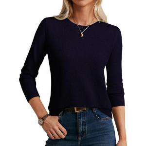 GRACE KARIN Cashmere Sweaters for Women Merino Wool Long Sleeve Sweater Casual Fall Crew Neck Sweater with Socks 2026(Navy)