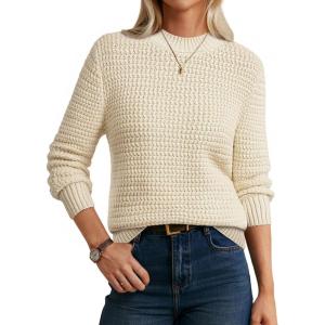 GRACE KARIN Women 2025 Fall Knit Sweaters, Soft Long Sleeve Pullover Trendy, Mock Neck Side Slit Loose Sweater Tops(Beige)
