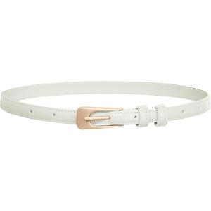 GRACE KARIN Women Leather Belt Thin Belts for Jeans Dress Fashion Skinny Belt With Gold Buckle(Pure White)