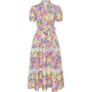 GRACE KARIN Women’s 2026 Summer Floral Flowy Dresses Boho Tie Belt Short Puff Sleeve A Line Maxi Shirt Dress with Pocket(Purple Yellow)