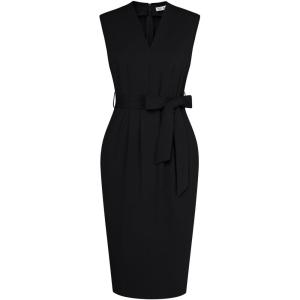 GRACE KARIN Women’s Business Dresses Sleeveless V Neck Bodycon Sheath Dress Zipper Up Office Work Dress with Pockets(Black)