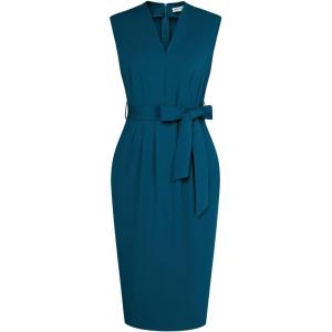 GRACE KARIN Women’s Business Dresses Sleeveless V Neck Bodycon Sheath Dress Zipper Up Office Work Dress with Pockets(Peacock)