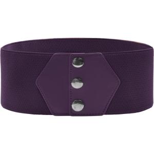 GRACE KARIN Women’s Snap-Button Corset Belt Wide Elastic Belts for Dress Stretchy Waistband(Deep Purple)